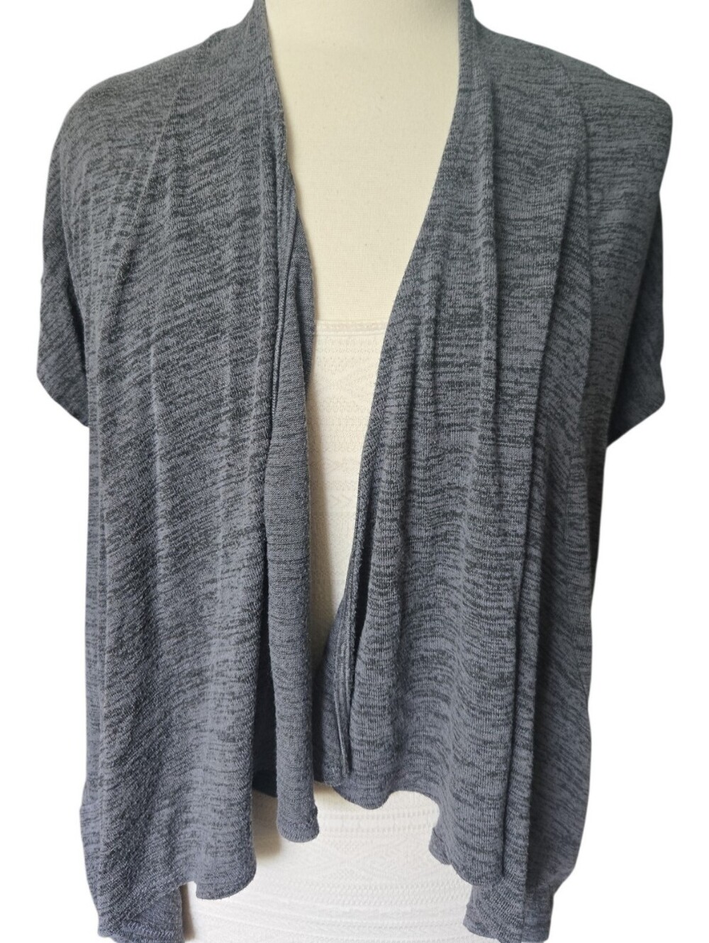 H.I.P. Grey Space Dye Open Front Cardigan - Short Sleeve - M